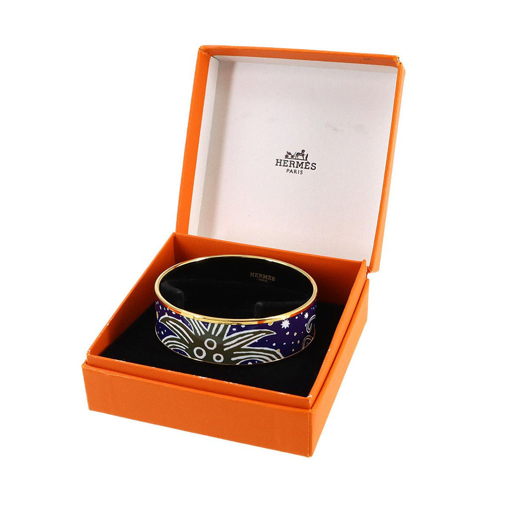 Hermes Enamel GM Bangle Bracelet Blue Gold Email GM — view 2
