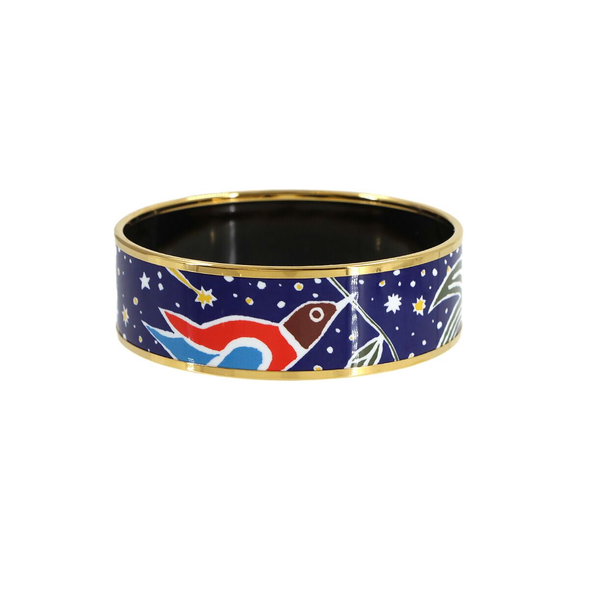 Hermes Enamel GM Bangle Bracelet Blue Gold Email GM — view 3
