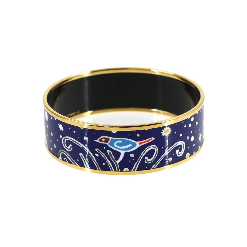 Hermes Enamel GM Bangle Bracelet Blue Gold Email GM — view 4