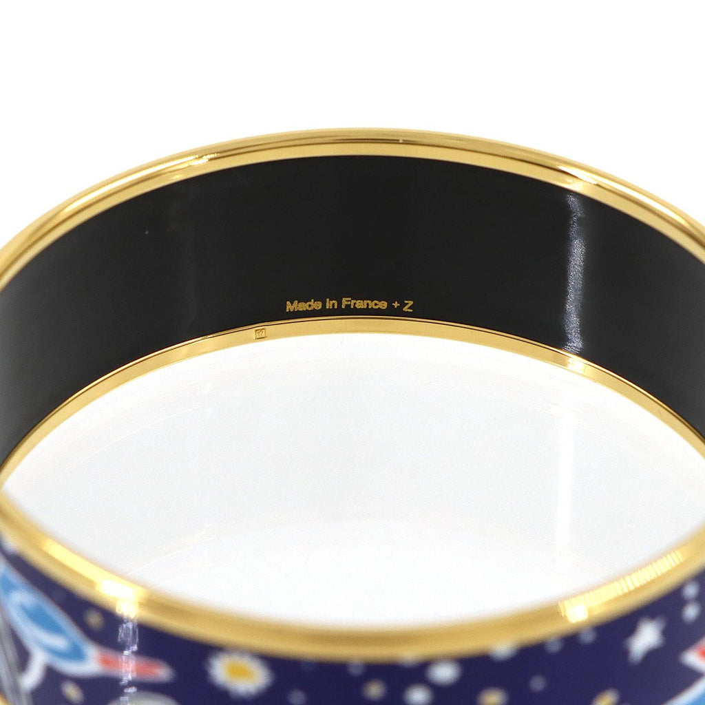 Hermes Enamel GM Bangle Bracelet Blue Gold Email GM — view 5