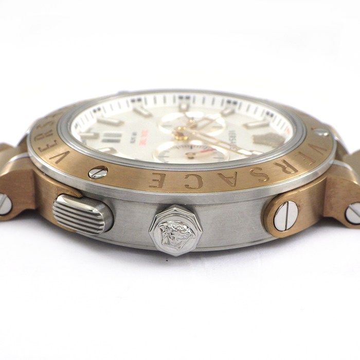 Versace Watch Pro Date Small Second Dual Time Display Sunray Silver Dial SS — view 2