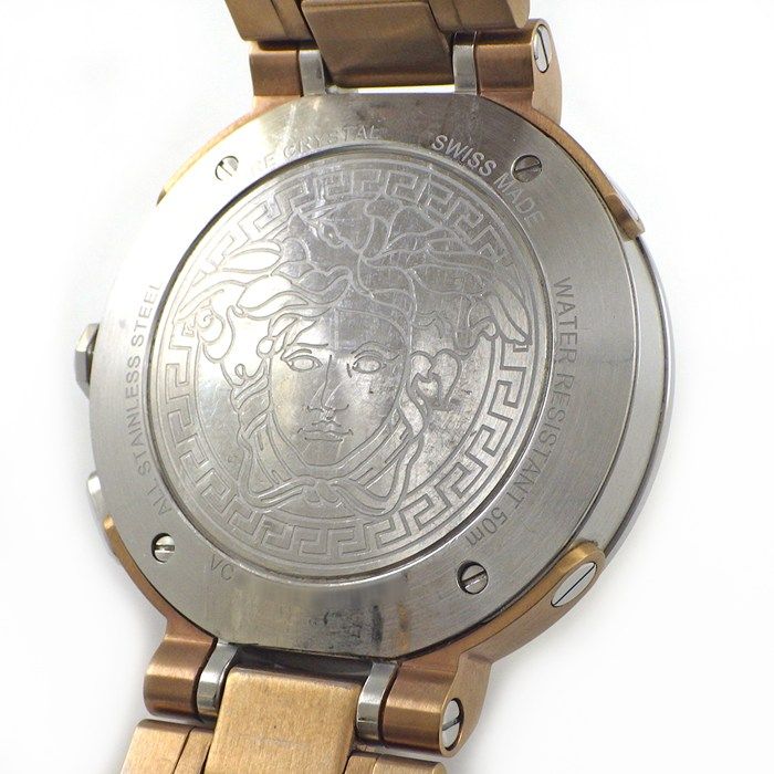 Versace Watch Pro Date Small Second Dual Time Display Sunray Silver Dial SS — view 4