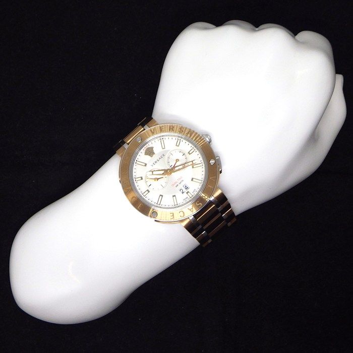 Versace Watch Pro Date Small Second Dual Time Display Sunray Silver Dial SS — view 9
