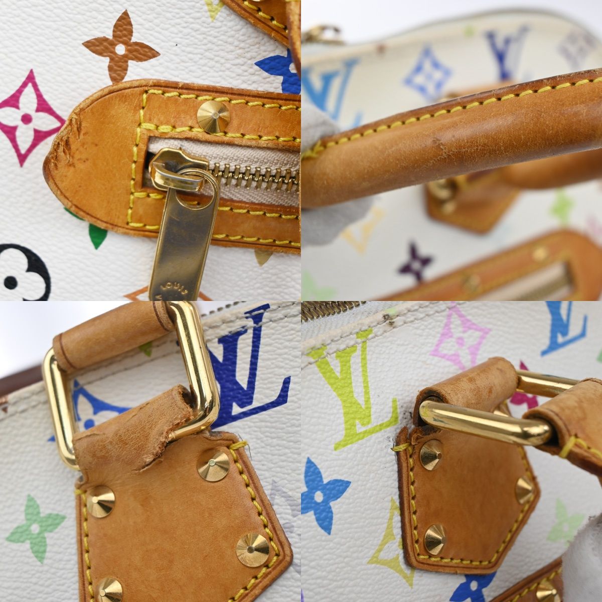 Louis Vuitton Alma Handbag Monogram Multicolor White — view 9