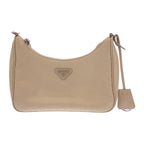Prada Re-Nylon 2-Way Shoulder Bag Nylon Beige Silver Classic Triangle Logo — view 2