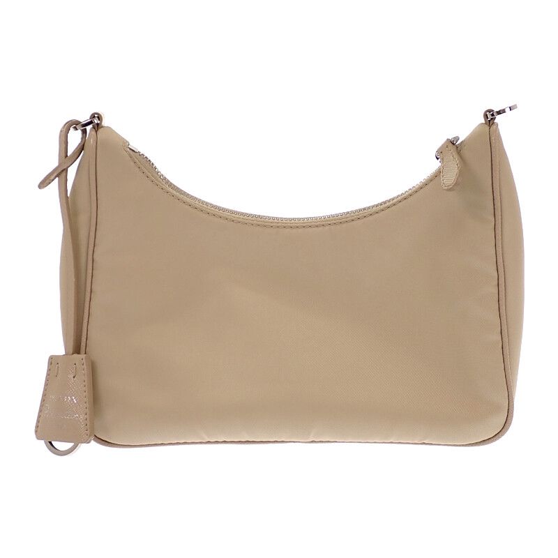 Prada Re-Nylon 2-Way Shoulder Bag Nylon Beige Silver Classic Triangle Logo — view 3