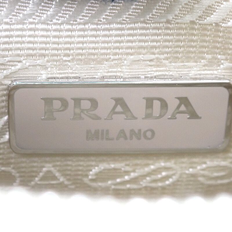 Prada Re-Nylon 2-Way Shoulder Bag Nylon Beige Silver Classic Triangle Logo — view 8