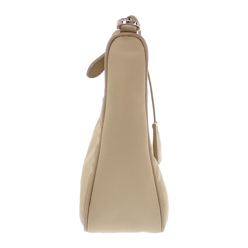 Prada Re-Nylon 2-Way Shoulder Bag Nylon Beige Silver Classic Triangle Logo — view 5