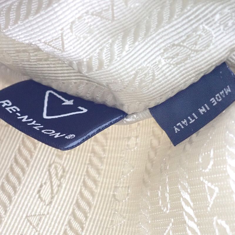 Prada Re-Nylon 2-Way Shoulder Bag Nylon Beige Silver Classic Triangle Logo — view 9