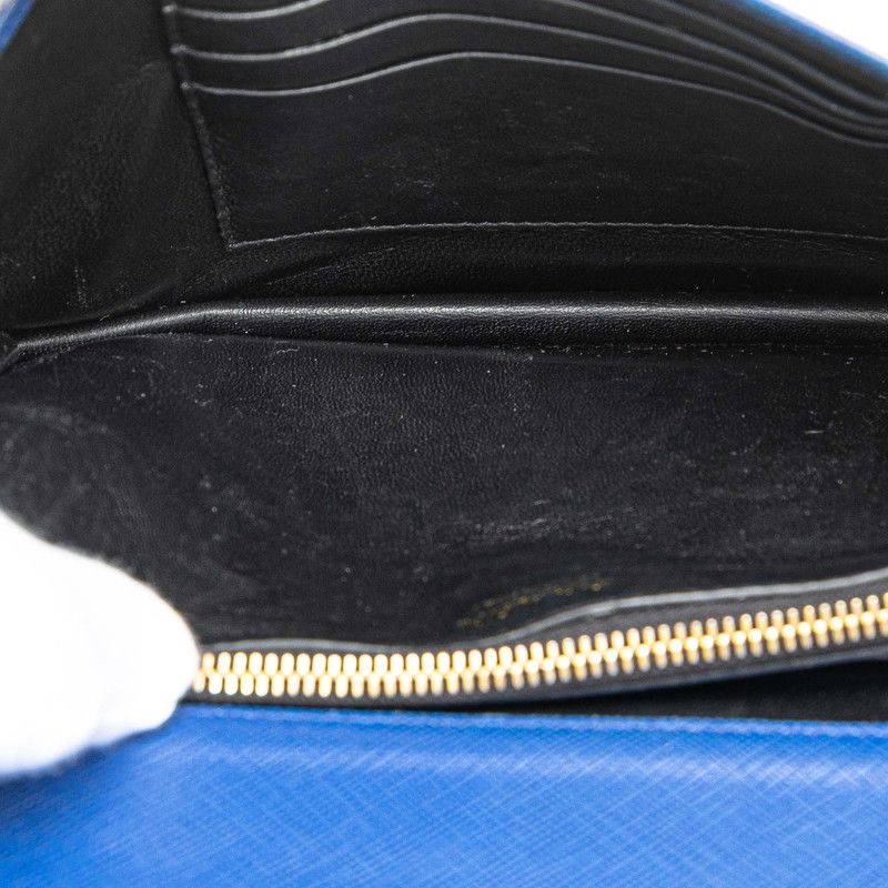 Prada Chain Shoulder Wallet Blue Saffiano Leather Handbag — view 6