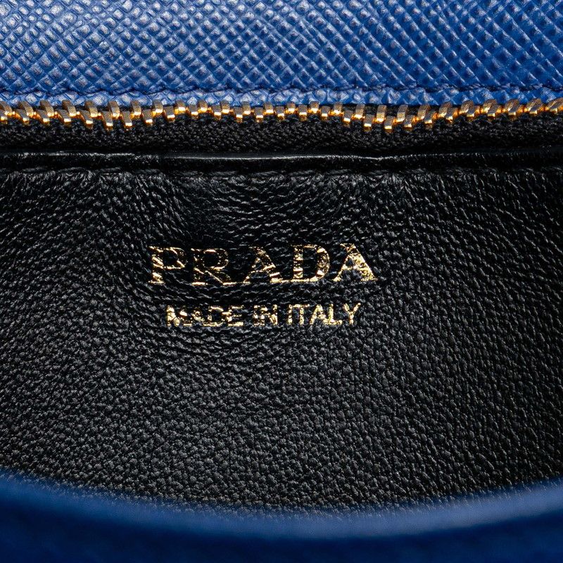 Prada Chain Shoulder Wallet Blue Saffiano Leather Handbag — view 9