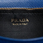 Prada Chain Shoulder Wallet Blue Saffiano Leather Handbag — view 9