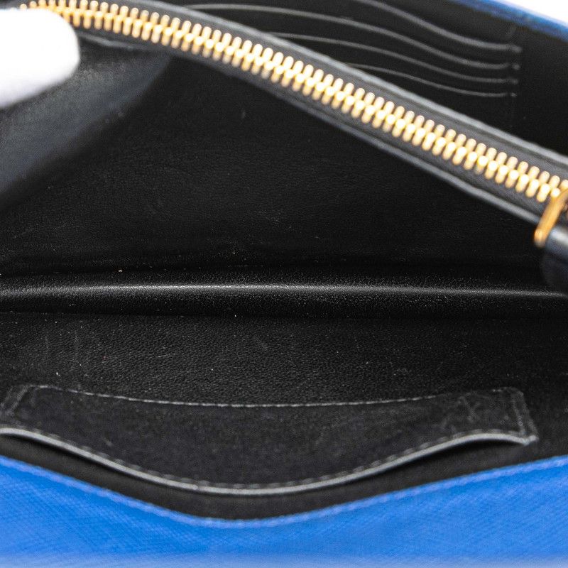 Prada Chain Shoulder Wallet Blue Saffiano Leather Handbag — view 7