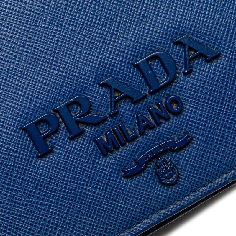 Prada Chain Shoulder Wallet Blue Saffiano Leather Handbag — view 5