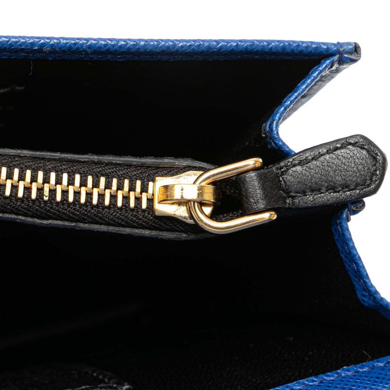 Prada Chain Shoulder Wallet Blue Saffiano Leather Handbag — view 8