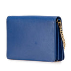 Prada Chain Shoulder Wallet Blue Saffiano Leather Handbag — view 2