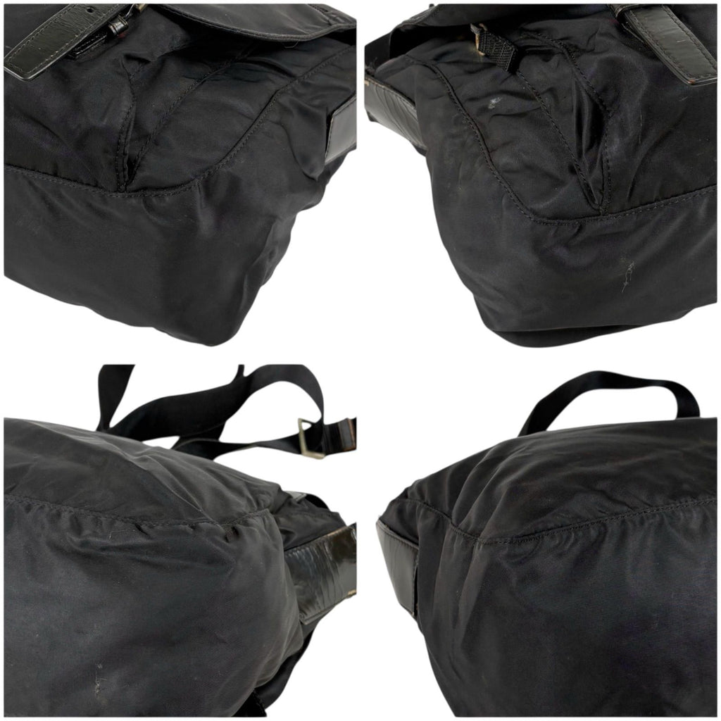 Prada Triangle Logo Cross Black Nero Tessuto Shoulder Bag — view 7