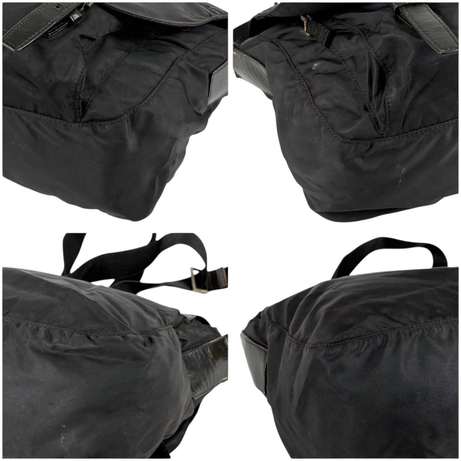 Prada Triangle Logo Cross Black Nero Tessuto Shoulder Bag — view 7