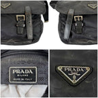 Prada Triangle Logo Cross Black Nero Tessuto Shoulder Bag — view 8