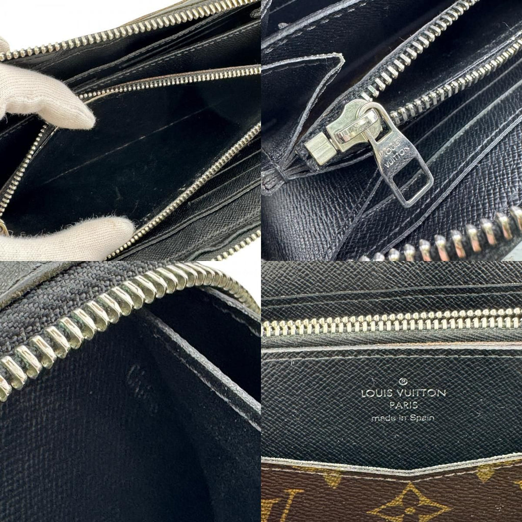Louis Vuitton Round Zip Wallet Zippy XL Monogram Macassar Leather Second Brown — view 8