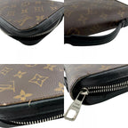 Louis Vuitton Round Zip Wallet Zippy XL Monogram Macassar Leather Second Brown — view 6