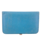 Hermes Series Button Dogon GM Togo Wallet Blue — view 2