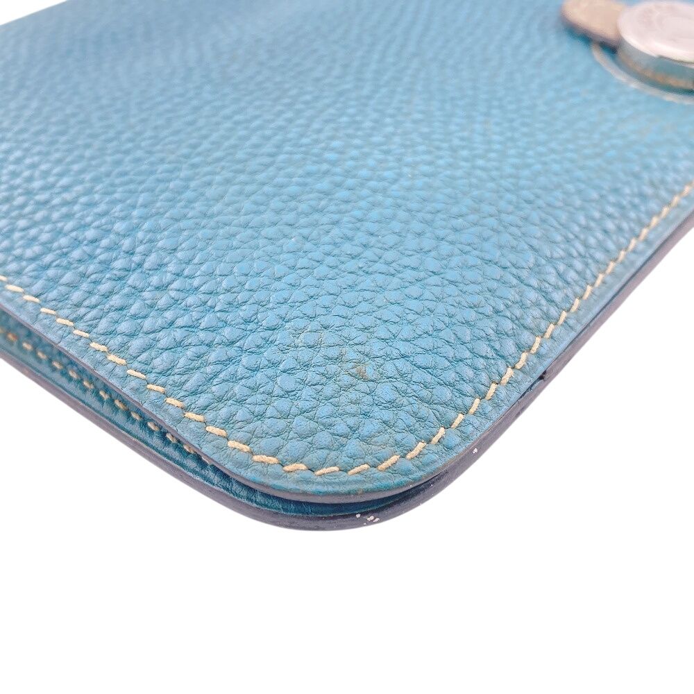 Hermes Series Button Dogon GM Togo Wallet Blue — view 5