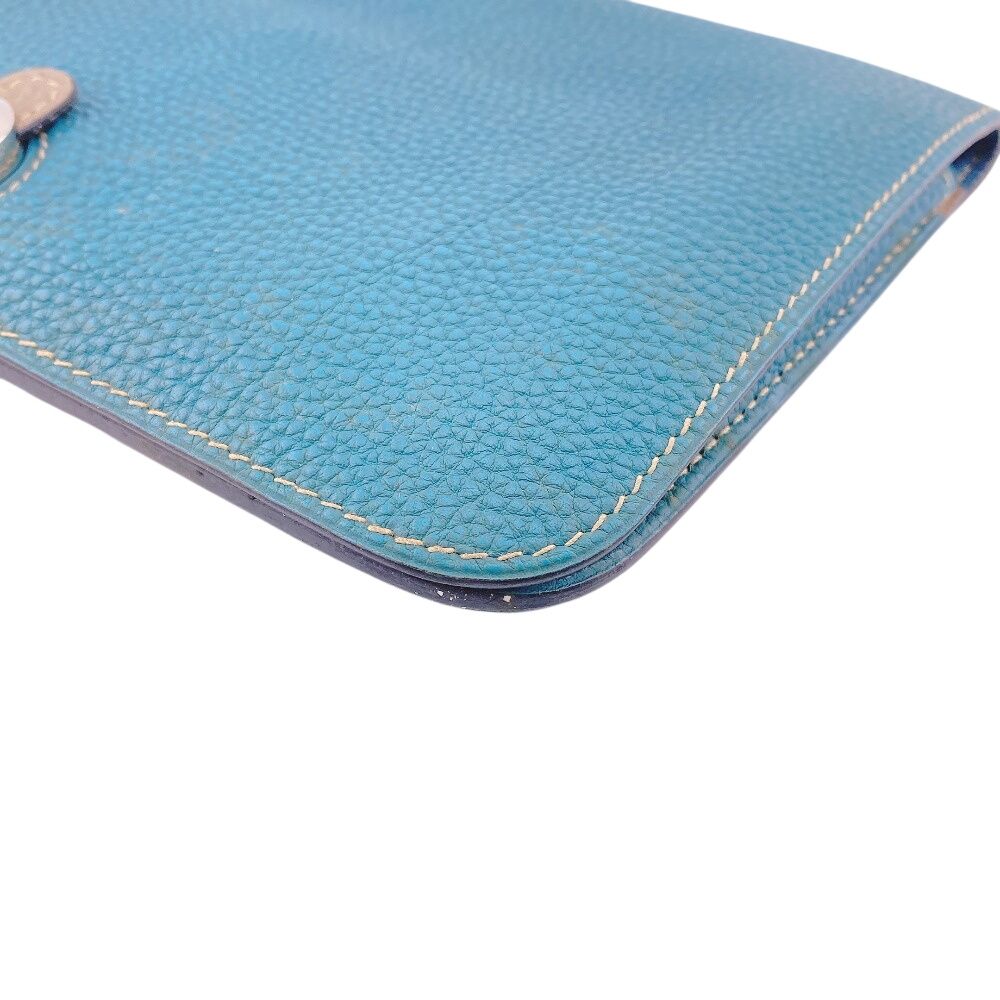 Hermes Series Button Dogon GM Togo Wallet Blue — view 4