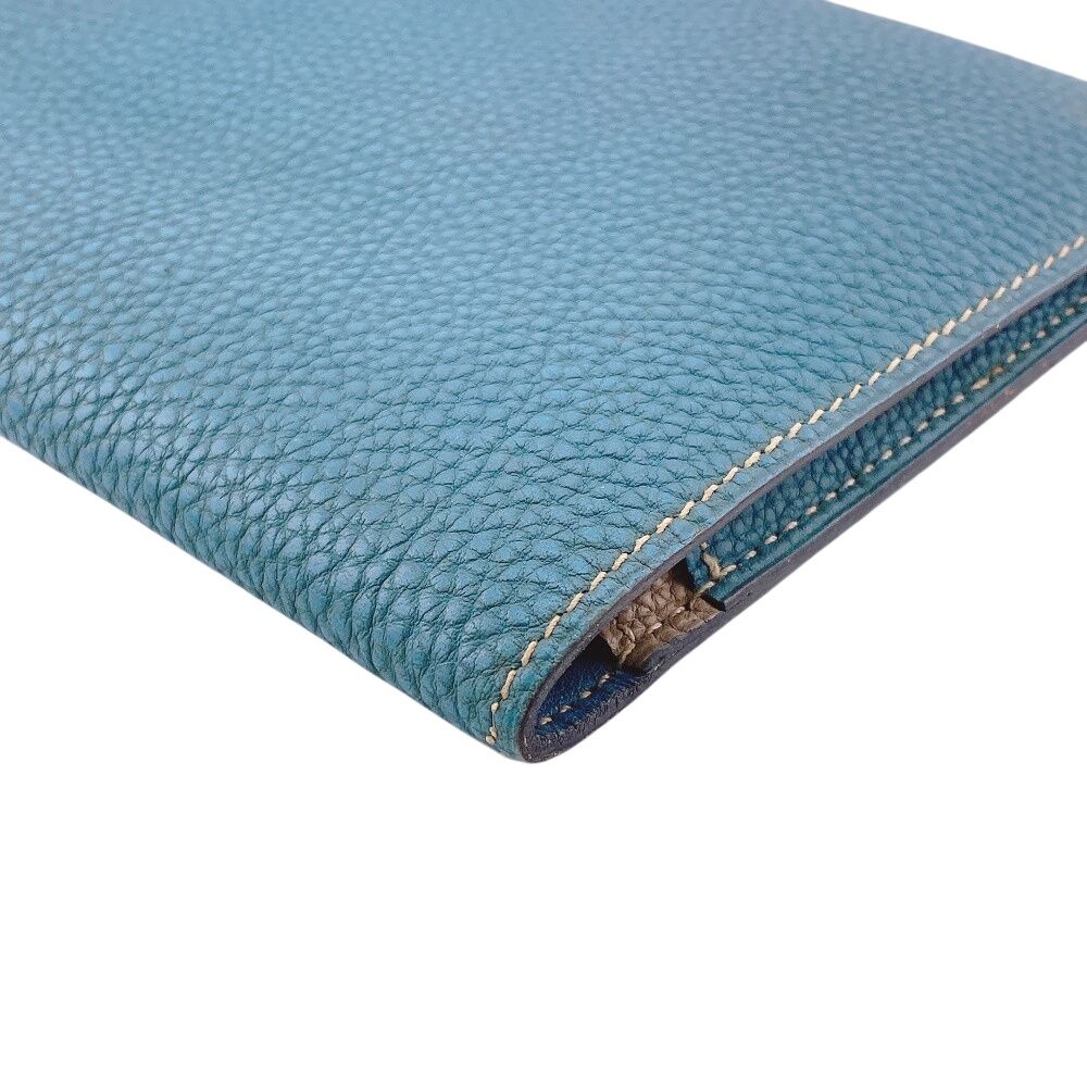 Hermes Series Button Dogon GM Togo Wallet Blue — view 6