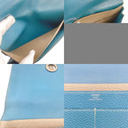 Hermes Series Button Dogon GM Togo Wallet Blue — view 8