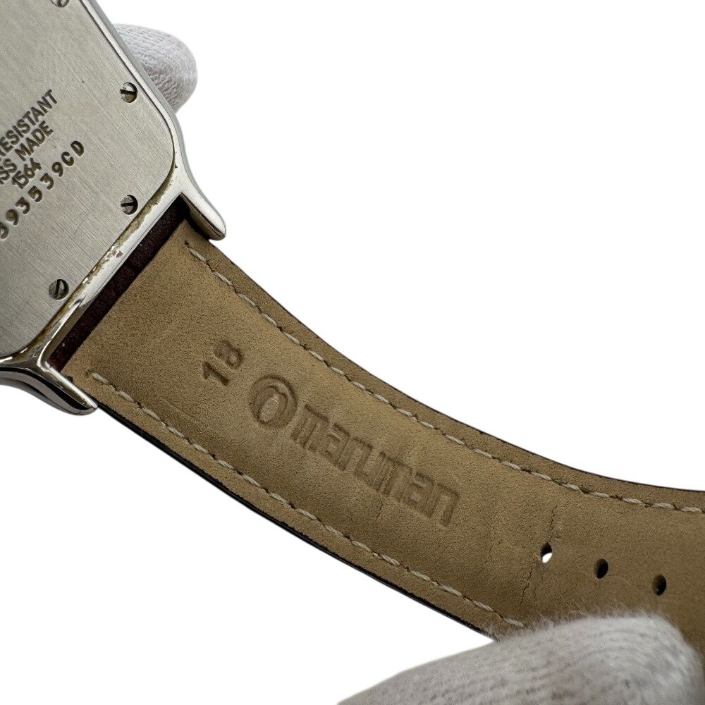 Cartier 3 Hands Date Santos Garbe Leather Watch Brown — view 6