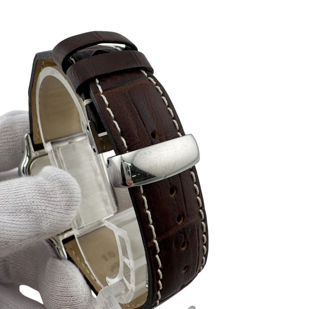 Cartier 3 Hands Date Santos Garbe Leather Watch Brown — view 4