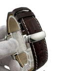 Cartier 3 Hands Date Santos Garbe Leather Watch Brown — view 4