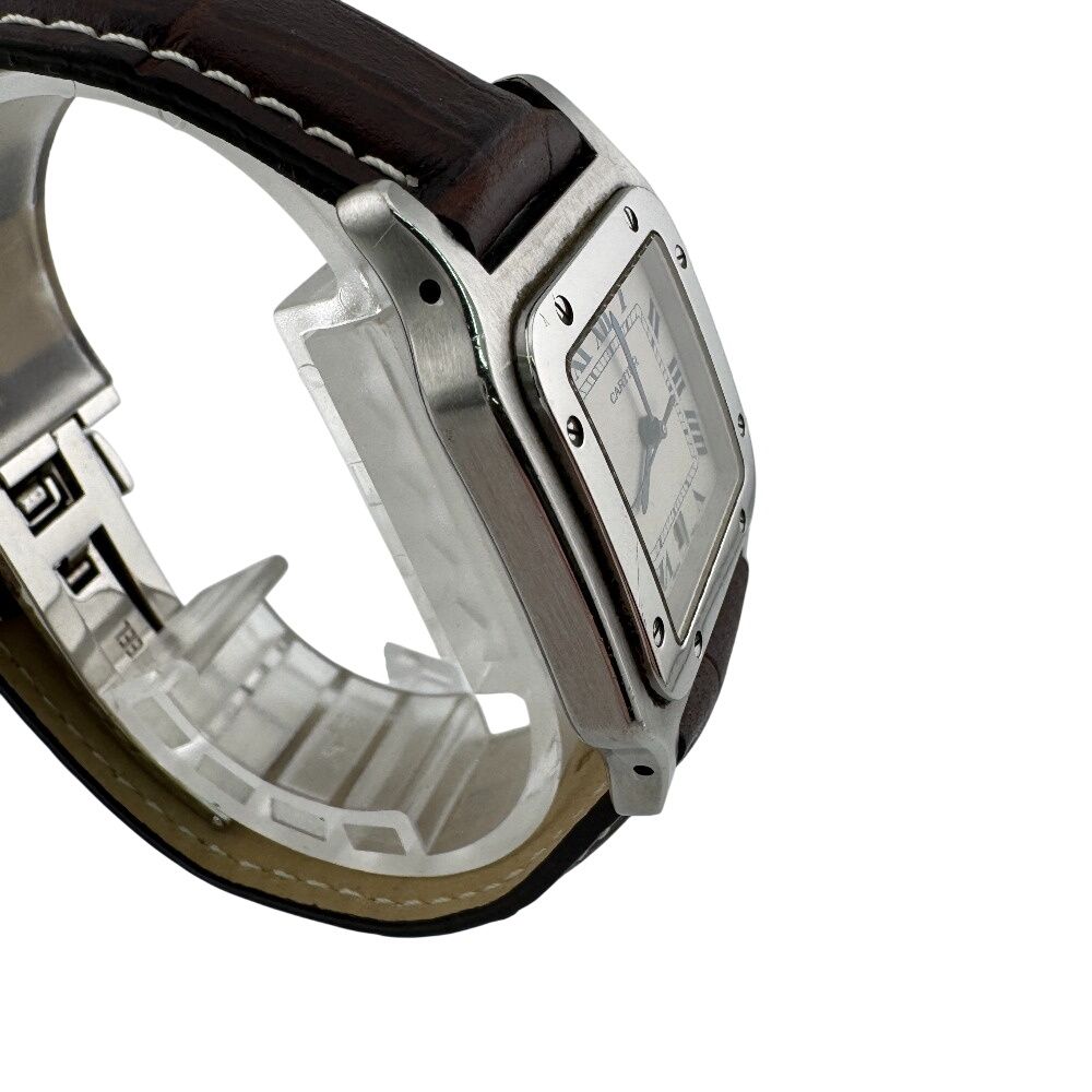 Cartier 3 Hands Date Santos Garbe Leather Watch Brown — view 3