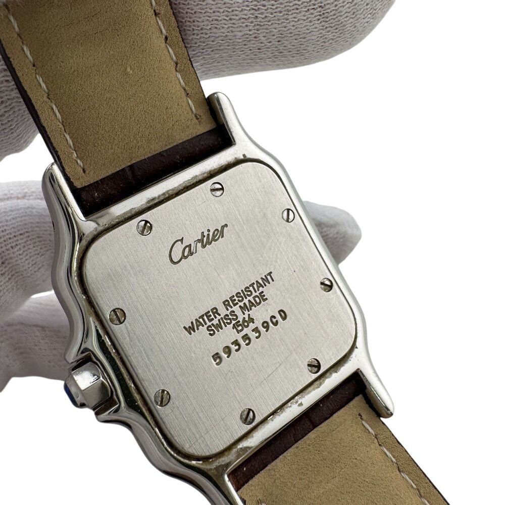 Cartier 3 Hands Date Santos Garbe Leather Watch Brown — view 5