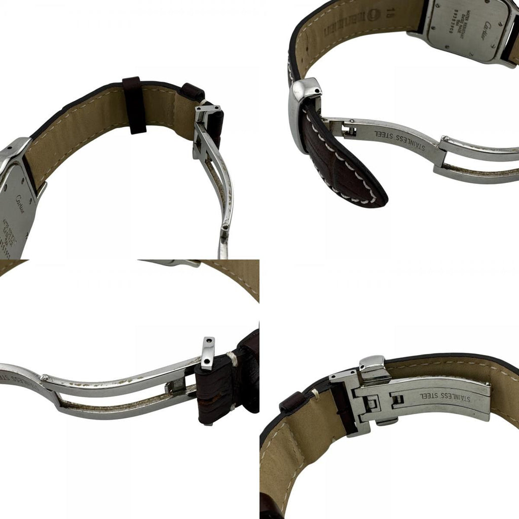 Cartier 3 Hands Date Santos Garbe Leather Watch Brown — view 8
