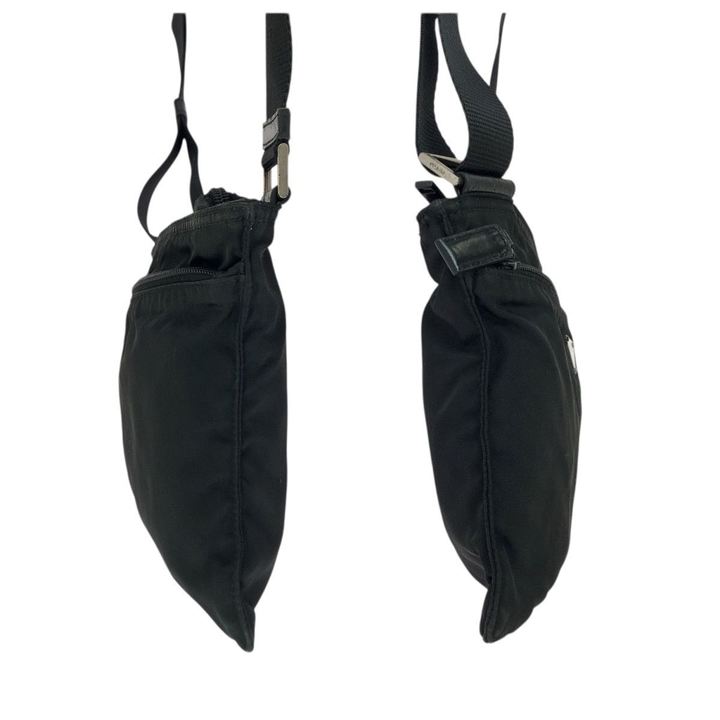 Prada Tessuto Black Silver Nylon Shoulder Bag — view 8