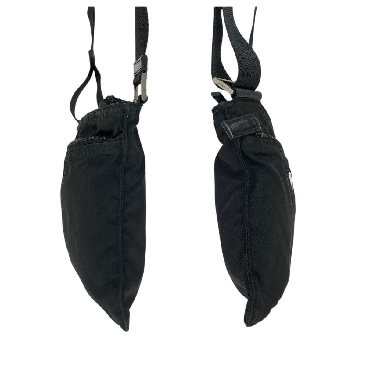 Prada Tessuto Black Silver Nylon Shoulder Bag — view 8