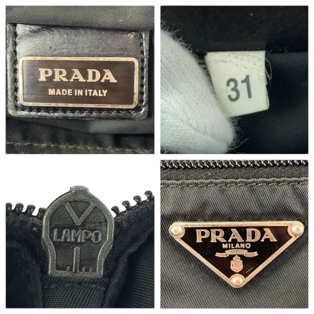 Prada Tessuto Black Silver Nylon Shoulder Bag — view 4