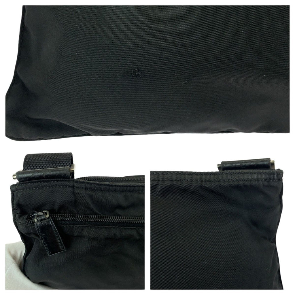 Prada Tessuto Black Silver Nylon Shoulder Bag — view 5