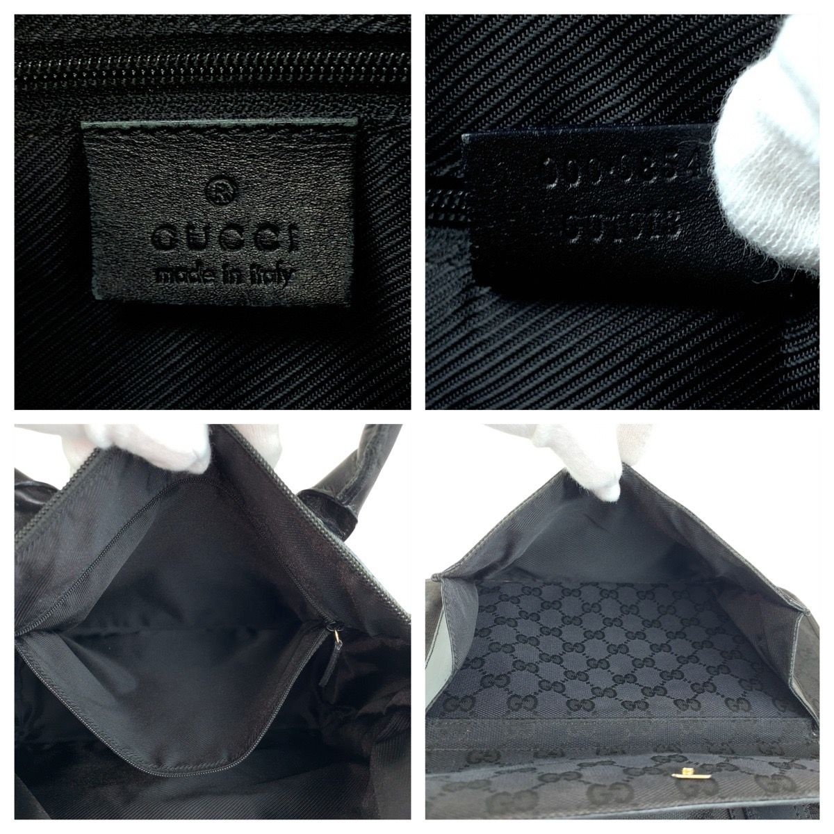 Gucci Black Silver GG Canvas Leather 000 Tote — view 4