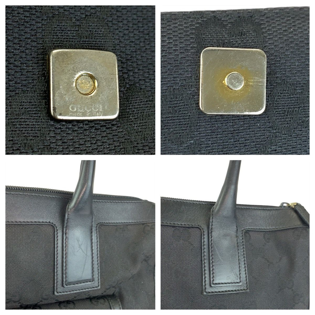 Gucci Black Silver GG Canvas Leather 000 Tote — view 5