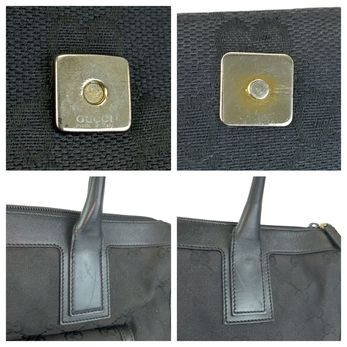 Gucci Black Silver GG Canvas Leather 000 Tote — view 5