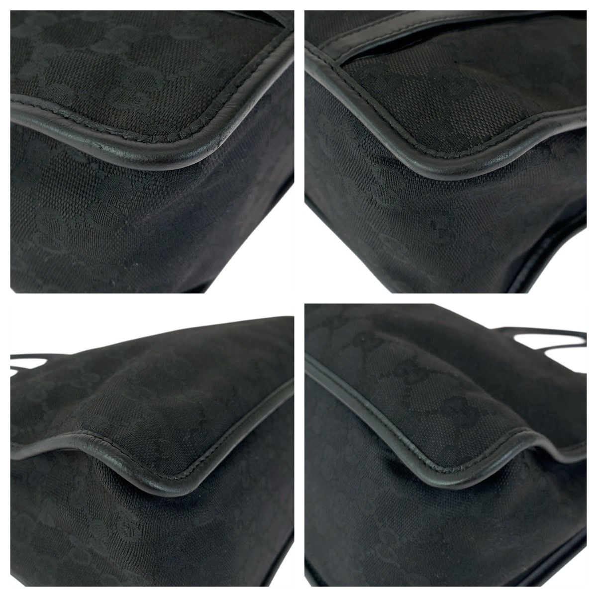 Gucci Black Silver GG Canvas Leather 000 Tote — view 3