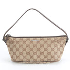 Gucci GG Canvas Leather Handbag Brown Ebm