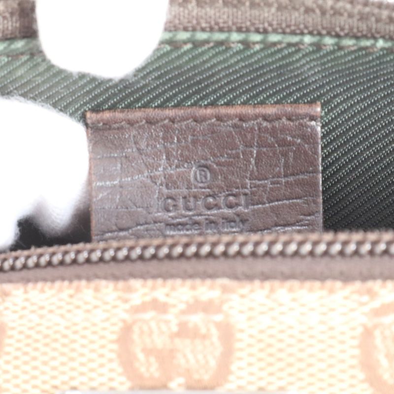Gucci GG Canvas Leather Handbag Brown Ebm