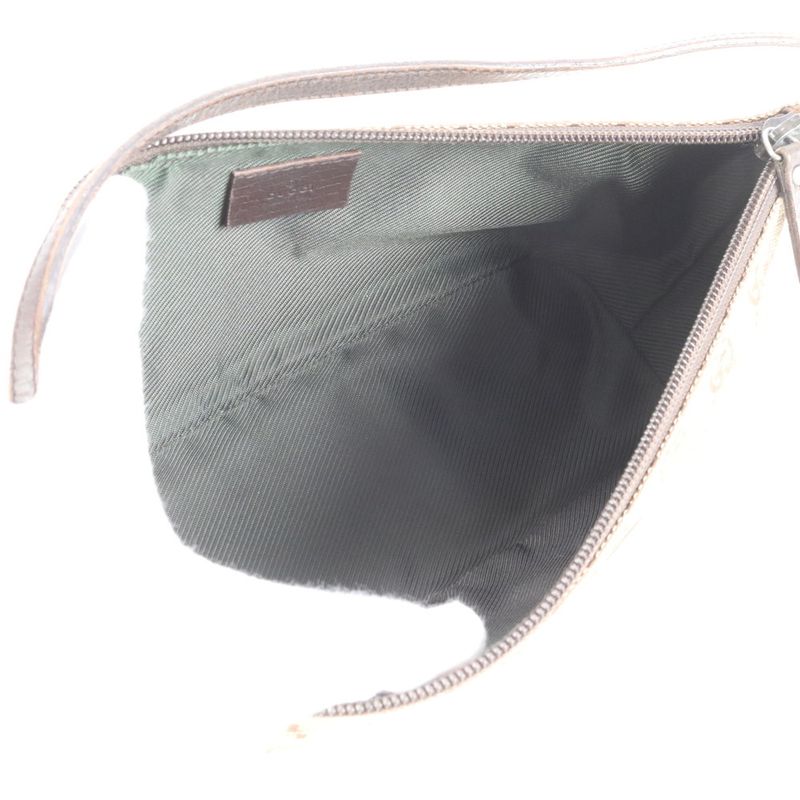 Gucci GG Canvas Leather Handbag Brown Ebm