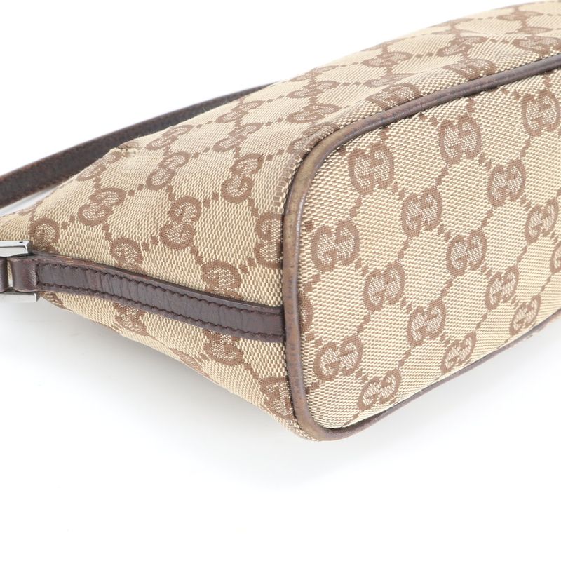 Gucci GG Canvas Leather Handbag Brown Ebm