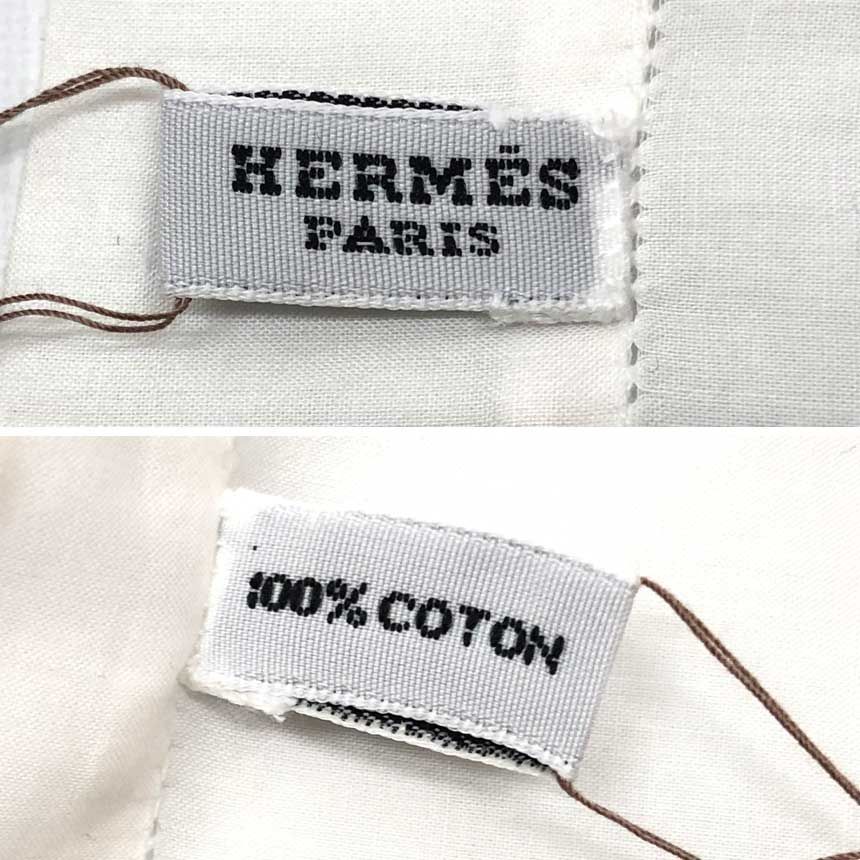Hermes Cotton Handkerchief Embroidered Dot Bandana Pocket Chief White — view 3