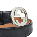 Gucci Guccissima Interlocking Belt 34 Black Leather — view 4